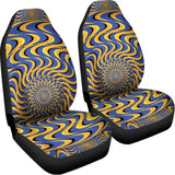 Blue And Yellow Motion Illusion Print Universal Fit Car Seat Covers 102422