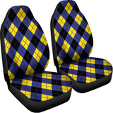 Blue Black And Yellow Argyle Print Universal Fit Car Seat Covers 102422