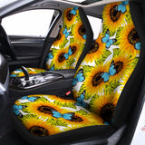 Blue Butterfly Sunflower Pattern Print Universal Fit Car Seat Covers 102422