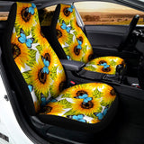 Blue Butterfly Sunflower Pattern Print Universal Fit Car Seat Covers 102422
