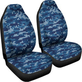 Blue Camouflage Knitted Pattern Print Universal Fit Car Seat Covers 102422