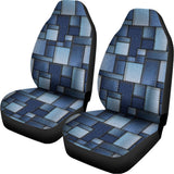 Blue Denim Patchwork Pattern Print Universal Fit Car Seat Covers 102422
