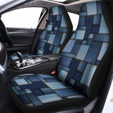 Blue Denim Patchwork Pattern Print Universal Fit Car Seat Covers 102422