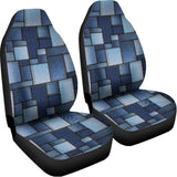 Blue Denim Patchwork Pattern Print Universal Fit Car Seat Covers 102422