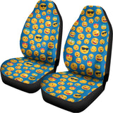 Blue Emoji Pattern Print Universal Fit Car Seat Covers 102422