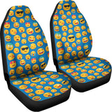 Blue Emoji Pattern Print Universal Fit Car Seat Covers 102422