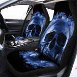 Blue Flaming Skull Print Universal Fit Car Seat Covers 102422