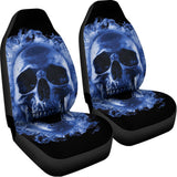 Blue Flaming Skull Print Universal Fit Car Seat Covers 102422