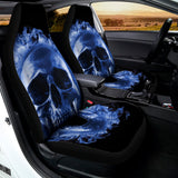 Blue Flaming Skull Print Universal Fit Car Seat Covers 102422