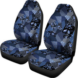 Blue Flower Patchwork Pattern Print Universal Fit Car Seat Covers 102422