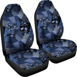 Blue Flower Patchwork Pattern Print Universal Fit Car Seat Covers 102422