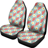 Blue Fried Egg And Bacon Pattern Print Universal Fit Car Seat Covers 102422