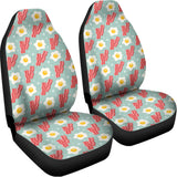 Blue Fried Egg And Bacon Pattern Print Universal Fit Car Seat Covers 102422