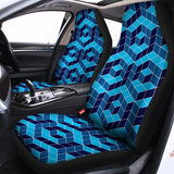 Blue Geometric Cube Shape Pattern Print Universal Fit Car Seat Covers 102422