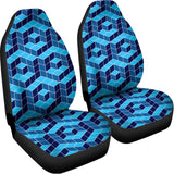Blue Geometric Cube Shape Pattern Print Universal Fit Car Seat Covers 102422