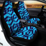 Blue Geometric Cube Shape Pattern Print Universal Fit Car Seat Covers 102422