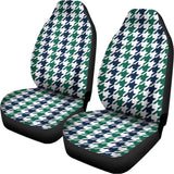 Blue Green And White Houndstooth Print Universal Fit Car Seat Covers 102422