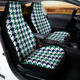 Blue Green And White Houndstooth Print Universal Fit Car Seat Covers 102422