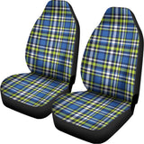 Blue Green And White Plaid Pattern Print Universal Fit Car Seat Covers 102422