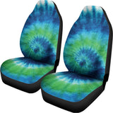 Blue Green And White Tie Dye Print Universal Fit Car Seat Covers 102422
