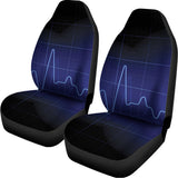 Blue Heartbeat Print Universal Fit Car Seat Covers 102422