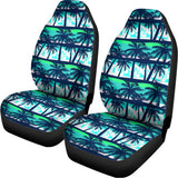 Blue Hibiscus Palm Tree Pattern Print Universal Fit Car Seat Covers 102422