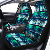 Blue Hibiscus Palm Tree Pattern Print Universal Fit Car Seat Covers 102422