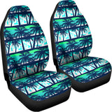Blue Hibiscus Palm Tree Pattern Print Universal Fit Car Seat Covers 102422