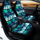 Blue Hibiscus Palm Tree Pattern Print Universal Fit Car Seat Covers 102422