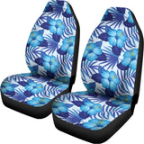 Blue Hibiscus Tropical Pattern Print Universal Fit Car Seat Covers 102422