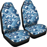 Blue Japanese Wave Pattern Print Universal Fit Car Seat Covers 102422