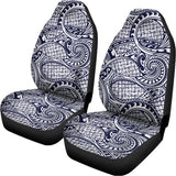 Blue Maori Polynesian Tribal Print Universal Fit Car Seat Covers 102422