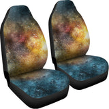 Blue Orange Stardust Galaxy Space Print Universal Fit Car Seat Covers 102422