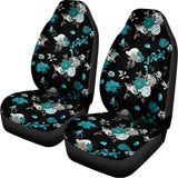 Blue Peony And Grey Rose Floral Print Universal Fit Car Seat Covers 102422