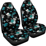 Blue Peony And Grey Rose Floral Print Universal Fit Car Seat Covers 102422