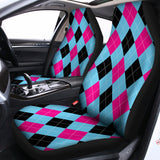 Blue Pink And Black Argyle Pattern Print Universal Fit Car Seat Covers 102422