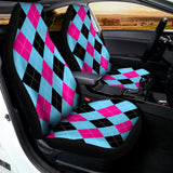 Blue Pink And Black Argyle Pattern Print Universal Fit Car Seat Covers 102422
