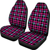 Blue Pink And Black Houndstooth Print Universal Fit Car Seat Covers 102422
