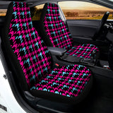 Blue Pink And Black Houndstooth Print Universal Fit Car Seat Covers 102422