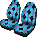 Blue Purple And Black Argyle Print Universal Fit Car Seat Covers 102422