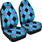 Blue Purple And Black Argyle Print Universal Fit Car Seat Covers 102422