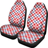 Blue Red And White American Plaid Print Universal Fit Car Seat Covers 102422