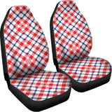 Blue Red And White American Plaid Print Universal Fit Car Seat Covers 102422