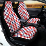 Blue Red And White American Plaid Print Universal Fit Car Seat Covers 102422