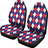 Blue Red And White Argyle Pattern Print Universal Fit Car Seat Covers 102422