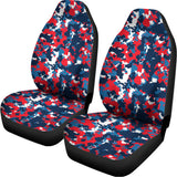 Blue Red And White Digital Camo Print Universal Fit Car Seat Covers 102422