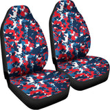 Blue Red And White Digital Camo Print Universal Fit Car Seat Covers 102422