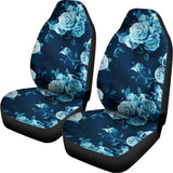 Blue Rose Floral Flower Pattern Print Universal Fit Car Seat Covers 102422