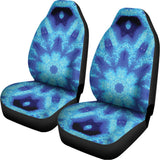Blue Snowflake Kaleidoscope Print Universal Fit Car Seat Covers 102422