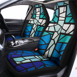 Blue Stained Glass Cross Print Universal Fit Car Seat Covers 102422